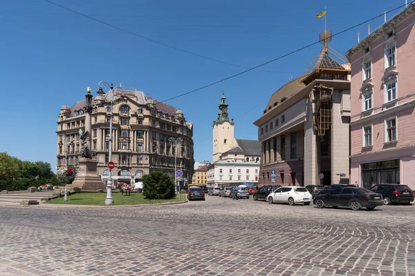 Lvov Ukrajina Května 2018 Pohled Ulici Starém Městě Lvov Největším — Stock fotografie