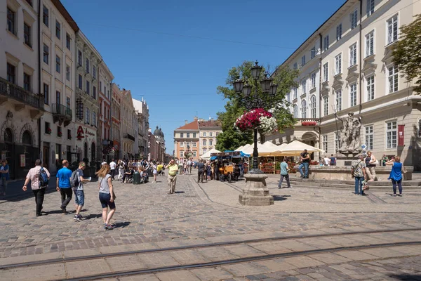 Lviv Ucrania Mayo 2018 Vista Largo Calle Casco Antiguo Lviv —  Fotos de Stock