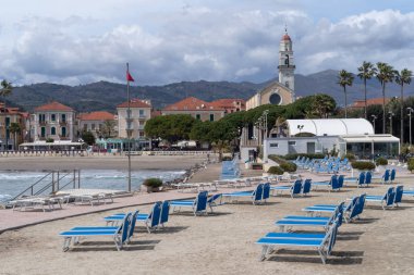Seafront at the tourist resort town Diano Marina. The Gulf of Diano, Province of Imperia, Liguria region, Italy clipart
