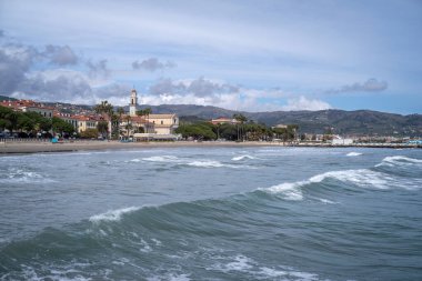 Seafront at the tourist resort town Diano Marina. The Gulf of Diano, Province of Imperia, Liguria region, Italy clipart