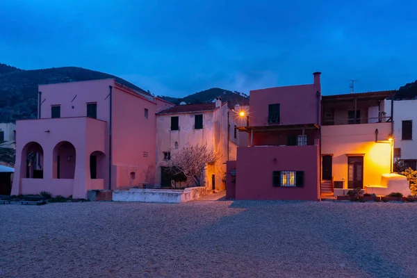 Talya Nın Liguria Bölgesindeki Varigotti Sahil Kasabasında Gece Manzarası Turizm — Stok fotoğraf