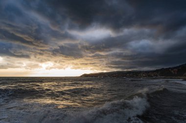 Clouds over the Ligurian sea in wintertime, Imperia, Liguria, Italy clipart