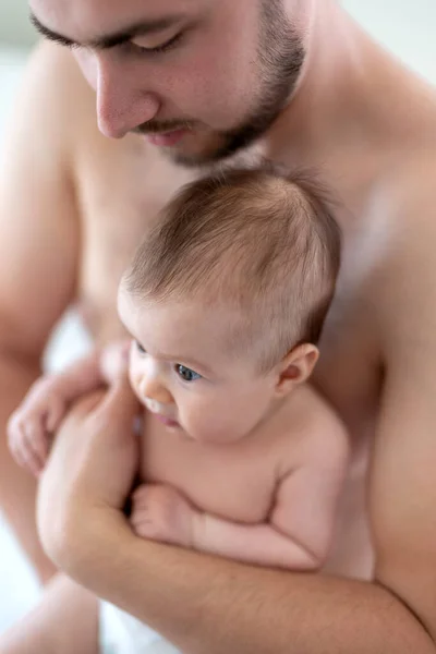 Father Holding Baby Girl Months — Stock Photo, Image