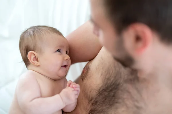 Father Holding Baby Girl Months — Stock Photo, Image