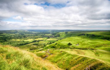The view from Mam Tor near Castleton in the High Peak of Derbyshire and looking out across Hope Valley clipart