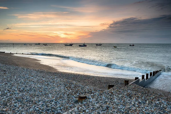 Alba Sulla Spiaggia Selsey Sulla Costa Del West Sussex — Foto Stock