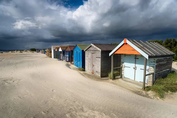 Cabanas de praia em Sussex — Fotografia de Stock