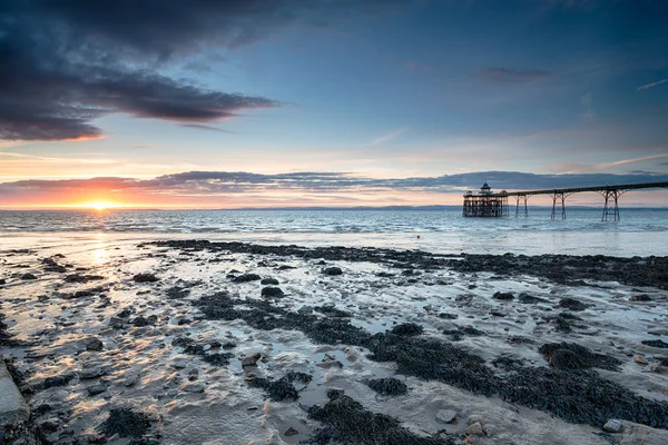 Zachód Słońca Clevedon Pier — Zdjęcie stockowe