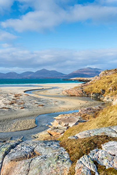 Przypływ Plaży Traigh Rosamol Luskentyre Wyspie Harris Zachodnich Wyspach Szkocji — Zdjęcie stockowe