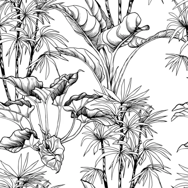 Sketchy tropical seamless pattern — ストックベクタ