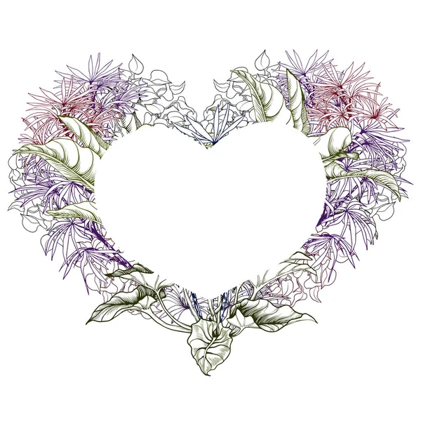 Valentinstag Grußkarte mit floraler Herzform — Stockvektor