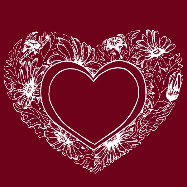 Valentinstag Grußkarte mit floraler Herzform. — Stockvektor