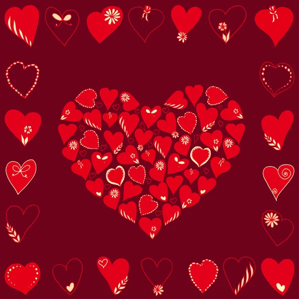 Herzformen für Valentinstag-Design. — Stockvektor