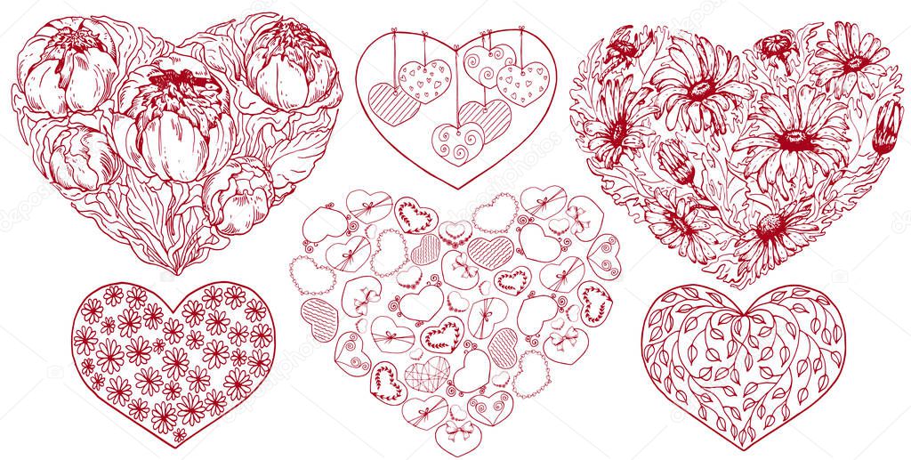 Set of heart shapes for Valentines day.