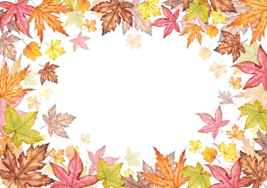 Suluboya sonbahar çerçevesi.