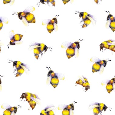 Seamless pattern with bumblebees. clipart