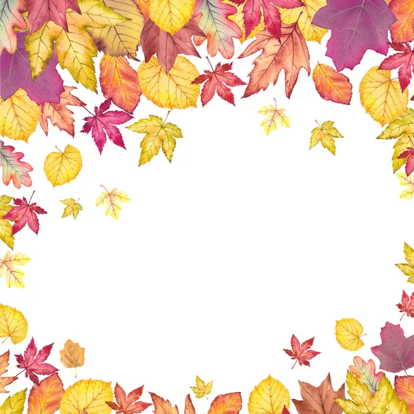 五彩缤纷的秋天树叶框架. — 图库照片