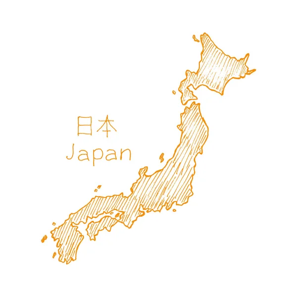 Mapa Japão Esboçado Isolado Ilustração Vetor Fundo Branco Conceito Fronteiras — Vetor de Stock