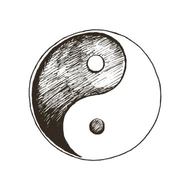 Yin Yang Geleneksel Çin Denge Vektörü İllüstrasyonu Sembolü. Karşıt Birleştirme ve Uyum Konsepti