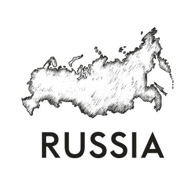 Rusya Ülke Çizgisi veya Sınır Çizgisi Vektör İllüstrasyonu