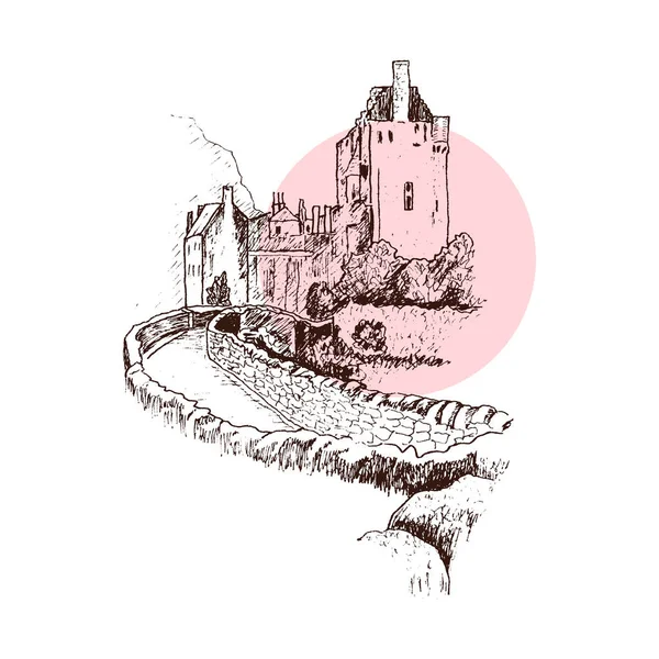 Castelo Escocês com Torres e Paredes de Pedra Ilustração vetorial Ilustrações De Bancos De Imagens Sem Royalties