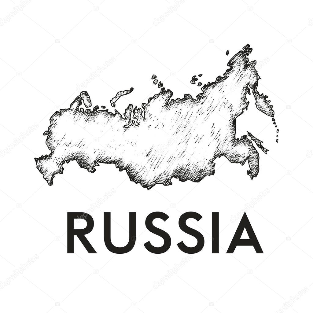 Russia Country Line or Bounds Map Vector Illustration