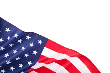 Beyaz arka planda izole edilmiş Amerikan bayrağı. Bağımsızlık Günü