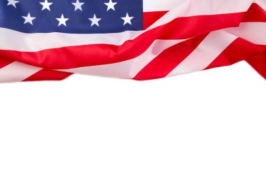 Beyaz arka planda izole edilmiş Amerikan bayrağı. Bağımsızlık Günü