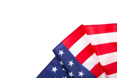 Beyaz arka planda izole edilmiş Amerikan bayrağı. Bağımsızlık Günü