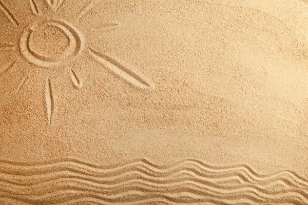 Drawing Summer Sun Sandy Beach View — Stock Photo, Image