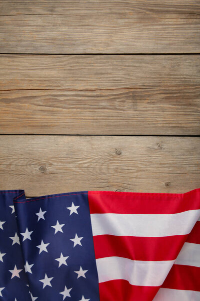 American flag on grey wooden background. Independence day