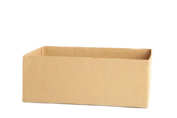 Empty Cardboard Box Isolated White Background Top View — Stock Photo, Image