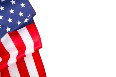 Beyaz arka planda izole edilmiş Amerikan bayrağı. Bağımsızlık Günü
