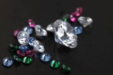 Close up shot of beautiful color crystal zirconia diamond beads for jewelry  clipart