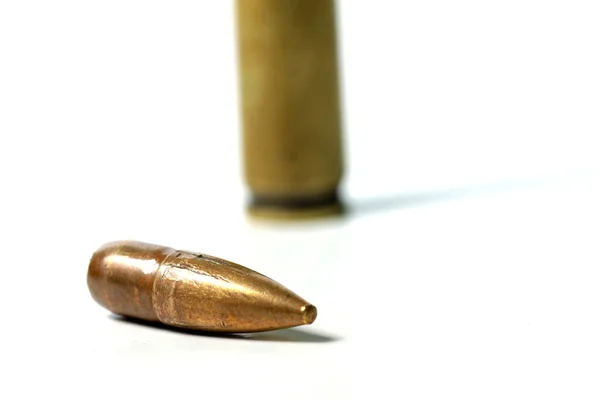 Macro Shoot Caliber Bullet White Isolated Background — Stock Photo, Image