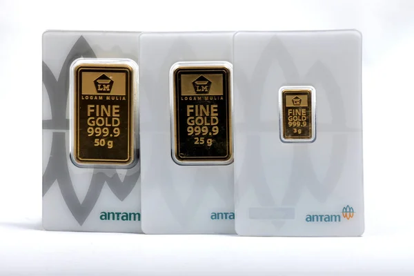 Fine Gold Bar Goldbar Produced Aneka Tambang Antam Indonesia Investment — Stock Photo, Image