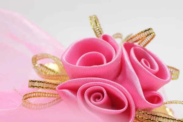 Artificial Pink Rose Bouquet Copyspace Text — Stock Photo, Image