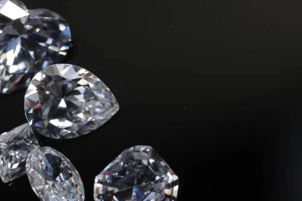 Macro Shoots Group Diamonds Has Different Shapes Heart Pear Asscher — 스톡 사진