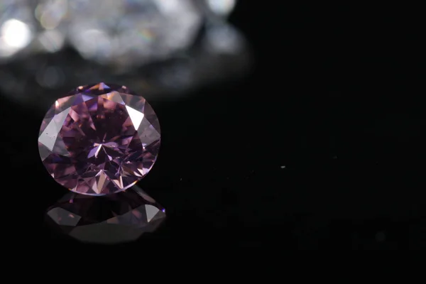 Macro Shoots Pink Color Shaped Shiny Diamond Isolated — Stock Photo, Image