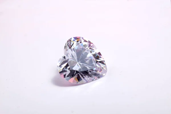 Macro Shoot Heart Shaped Sparkling Diamond Isolated Background — 스톡 사진