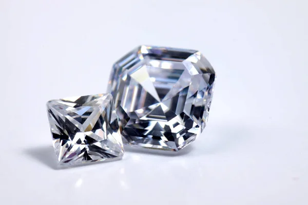Gros Plan Pousse Diamant Brillant Qui Facettes Pour Asscher Formes — Photo