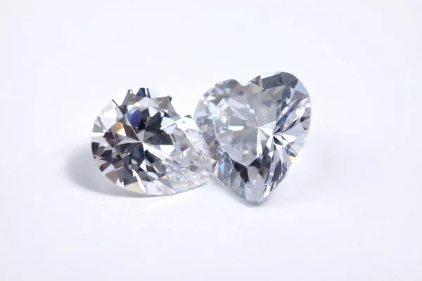 Macro Shoot Heart Shaped Sparkling Diamond Isolated Background — 스톡 사진