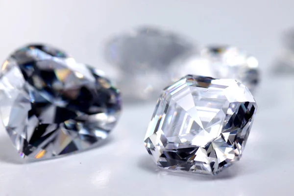 Close Shoot Shinny Diamond Faceted Asscher Shapes Isolated Background — 스톡 사진