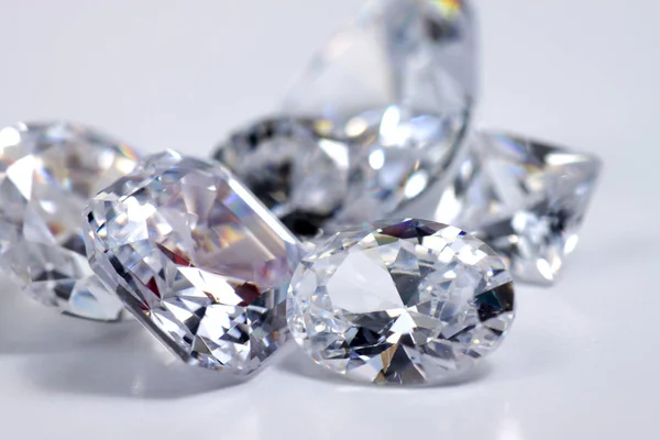 Macro Shoots Group Diamonds Has Different Shapes Heart Pear Asscher — Stock Photo, Image