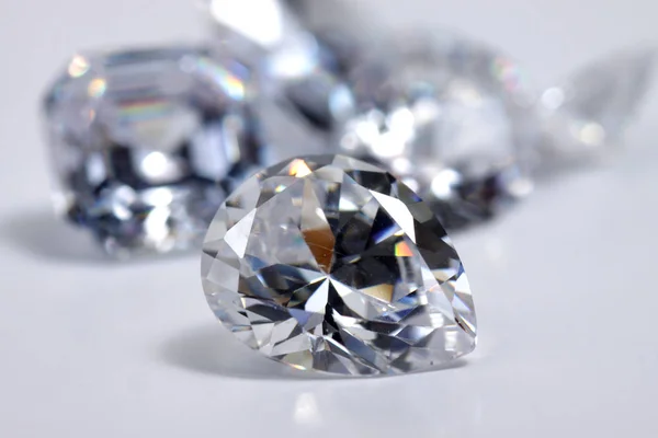 Close Shoot Shinny Diamond Faceted Pear Shapes Isolated Background — 스톡 사진