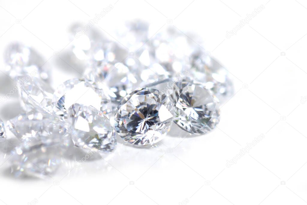 Close up shot of beautiful brilliant crystal zirconia diamond beads for jewelry 