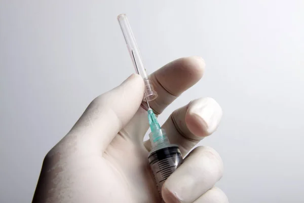 Strzykawka Medyczna Wstrzykiwania Leków Pacjentowi Również Używana Pobierania Próbek Krwi — Zdjęcie stockowe