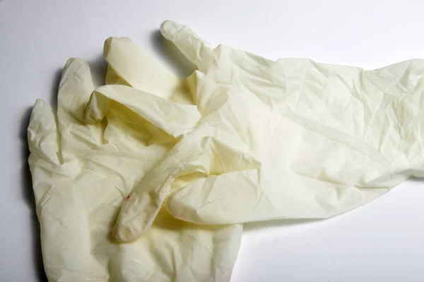 Guantes Látex Caucho Para Uso Médico Que Utilizan Para Protegerse — Foto de Stock