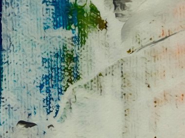 Makro, kağıt üzerinde yağlı fırça darbeleri ve sıçramaları detaylandırdı. Basit renkli parlak desen. Eski, kaba bir doku. Karargah tasarım modeli. Boyayı kapat..