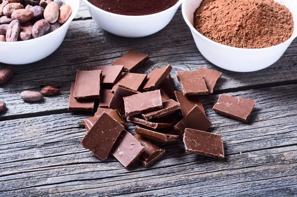 Stages preparation of chocolate